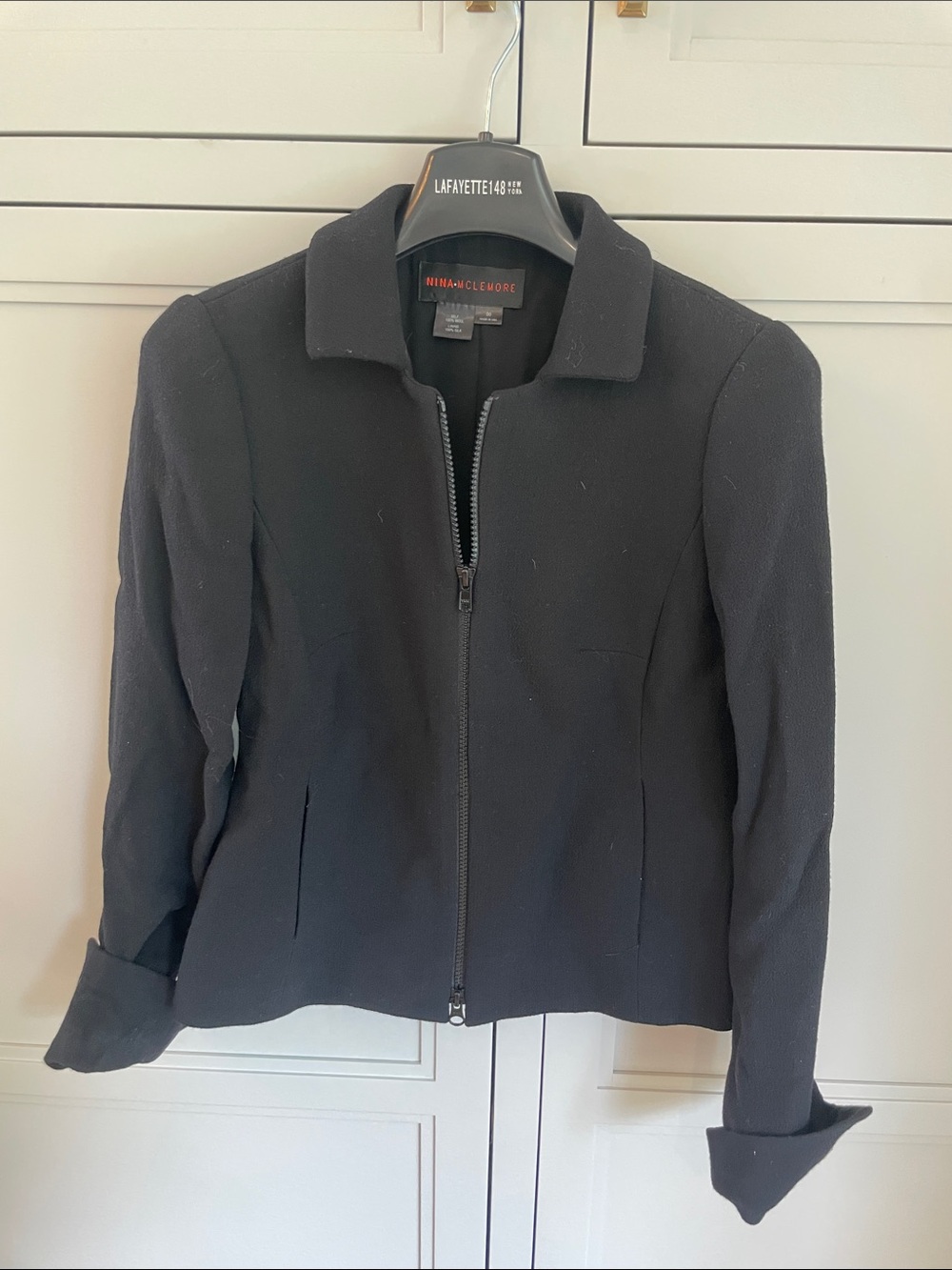 Nina Mclemore 100% Wall, lining 100% silk Black Zip-Front Women's Jacket